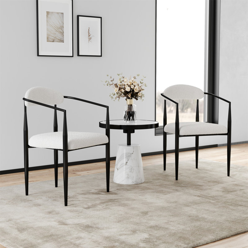 Chaises de salle à manger de style moderne Mid-Century, 2, Blanc, Noir, noir, noir, noir