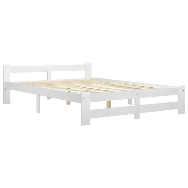 Berna Solid Wood Bed, White, European Kingsize (160 x 200cm)