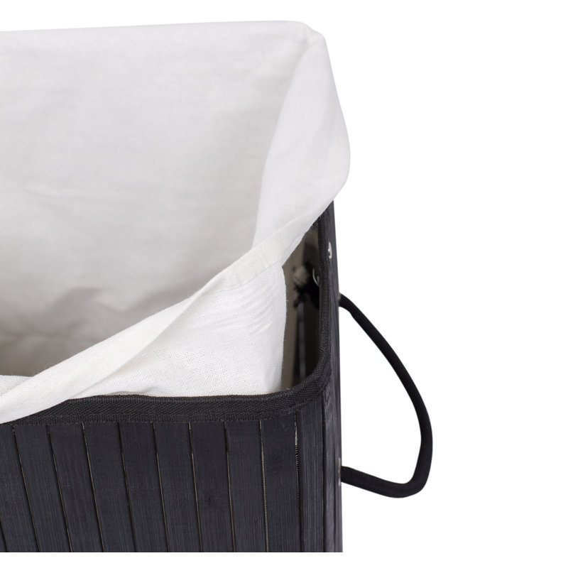 Bamboo Laundry Hamper with Handles, Black