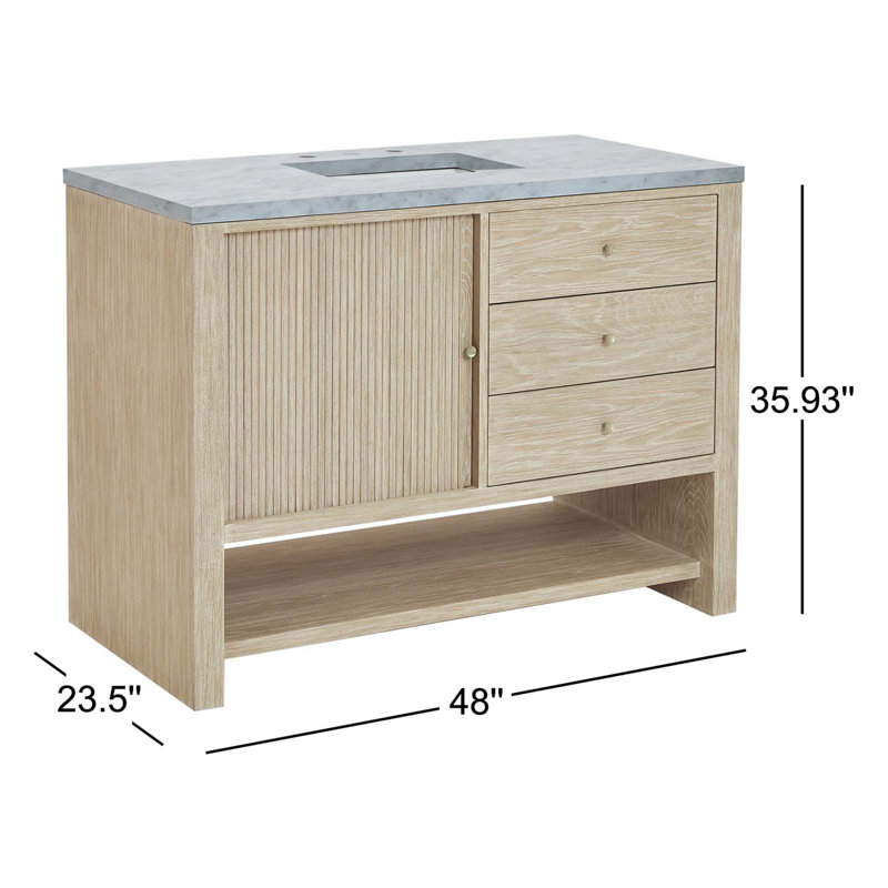 Marigot 48'' W Single Vanity, Carrara White Marble, 8" Widespread