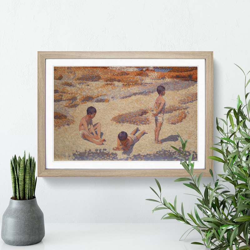 The Beach at Cabasson by Henri-Edmond Cross - Picture Frame Painting, Oak Framed, 48cm H x 65cm W x 2cm D