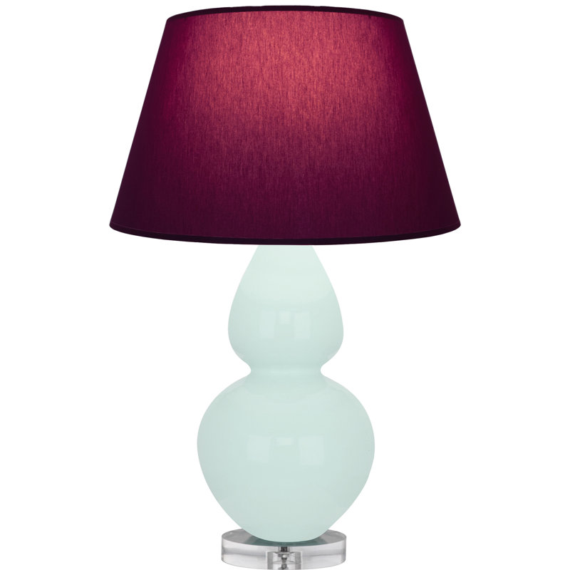 Double Gourd Table Lamp, Navy with Gray Lining, Sugar Plum Glazed/Silver