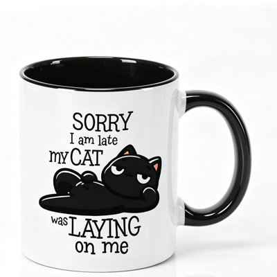 1pc with Funny Cat PrintUnique Gift Giving Unisex Beautiful Ceramic Coffee Cup Vibrant Tones Vintage Print Mug.
