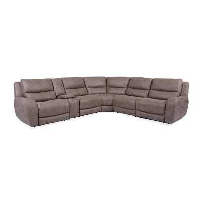134.4" W Transitional Power Sectional, Slate Brown
