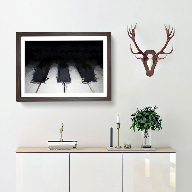 Keys of the Piano in Abstract - Framed Print, Walnut, 35cm H x 50cm W x 2cm D