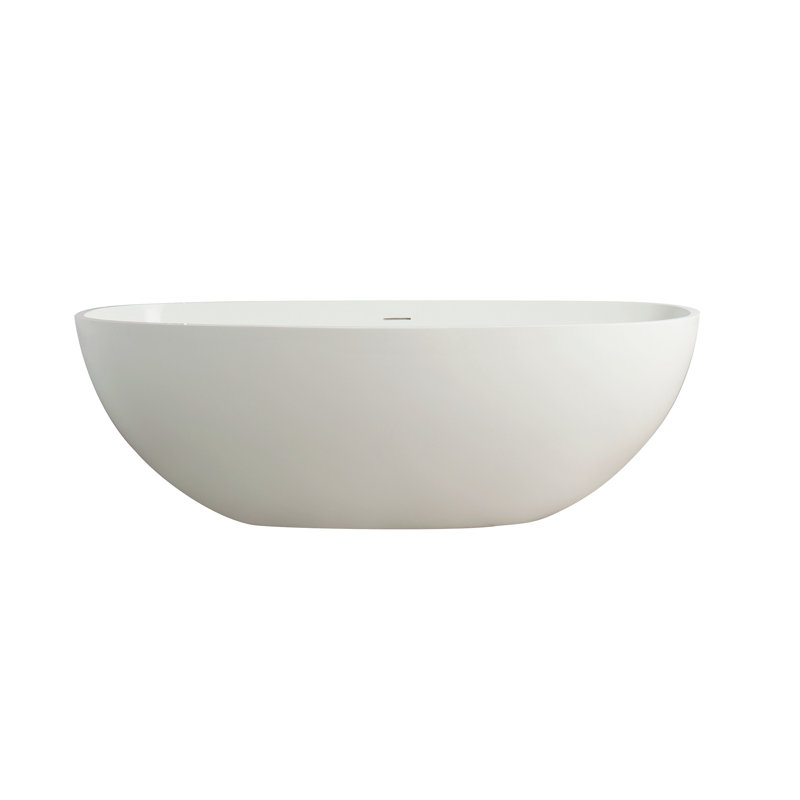 Baignoire de trempage autoportante 65,2 pouces, Blanc mat