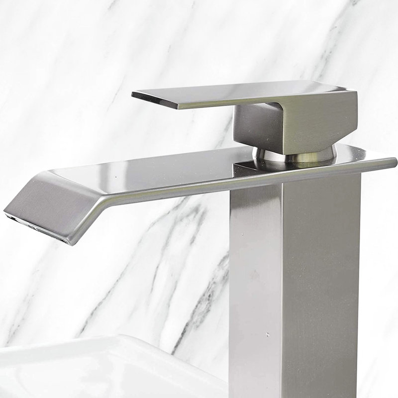 Robinet de lavabo de salle de bain de luxe, levier simple, nickel brossé, acier inoxydable et robinet à débit accrédité, poignée, assemblage