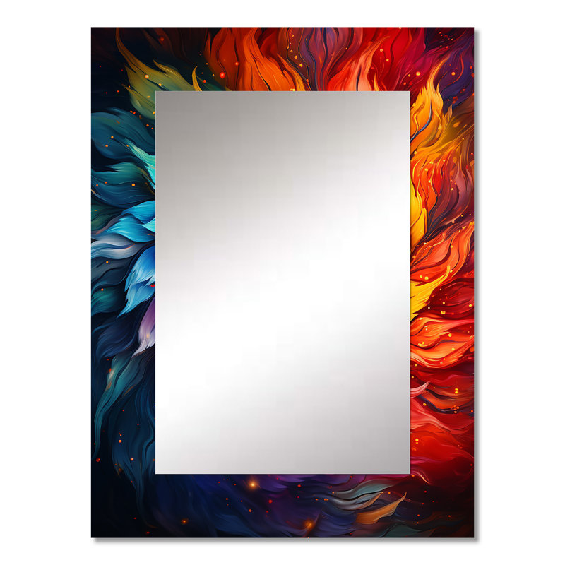 Fractal colorfulFloral Spiral II - Fractal Decorative Wall Mirror, Modern Mirror, Printed Metal Art, 32" x 24"