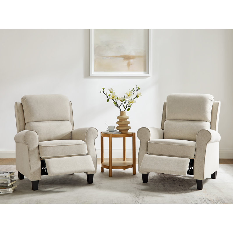 34.6’’ Upholstered Push Back Recliner Chair (Set Of 2), Gray