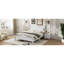 Structure de lit plateforme en bois, lit plateforme de style rétro avec support en lattes de bois-1482948773