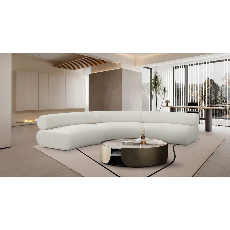 Canapé modulaire rembourré 152 po Bale, Tissu chenille crème