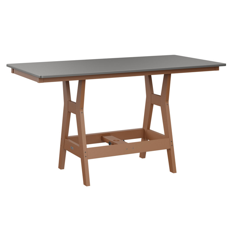 Table de bar rectangulaire 66 po Berlin Gardens Harbor, Cèdre, H 38,87 po x l 66 po x P 33 po, Acier inoxydable martelé
