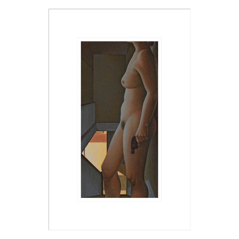 «Woman with Revolver» par Alex Colville - Impression sur toile, H 16,75 po x l 11,17 po