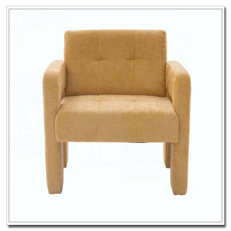 Fauteuil rembourré, Jaune moutarde