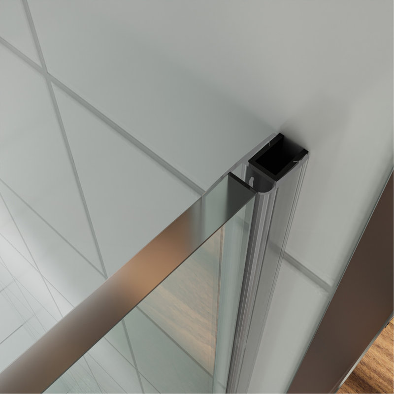 Porte de douche sans cadre l 28 po x H 72 po - Verre trempé de 3/8 po (10 mm), balançoire simple articulée, installation réversible, finition noir mat