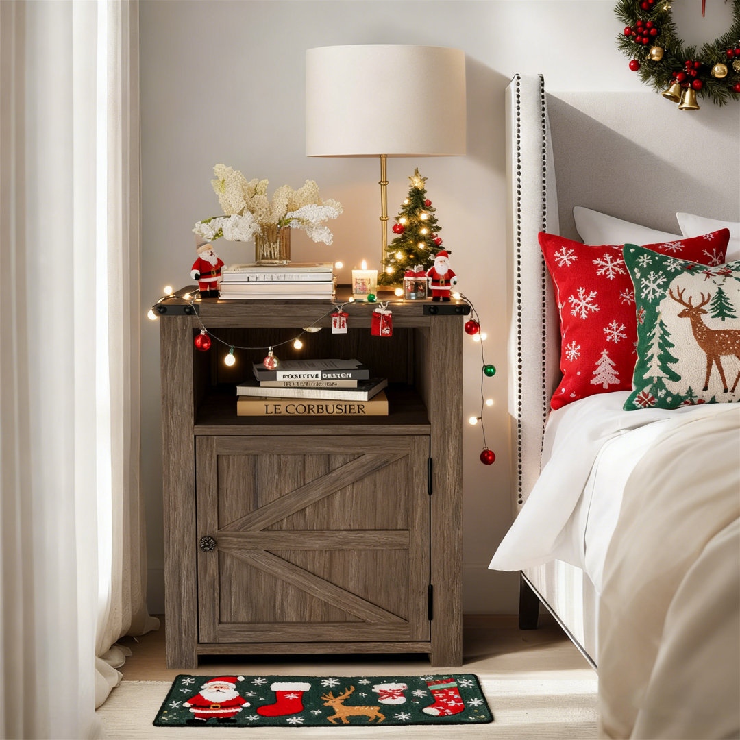 Modern Farmhouse Nightstand with Charging Station Gracie Oaks 