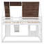 Lit mezzanine simple en bois avec toit, échelle et glissade pour enfants, blanc et brun