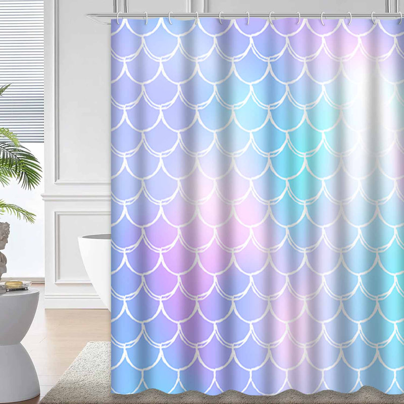 Rideau de douche imperméable à queue de poisson avec 12 crochets Mermaid Scales, L 72 po x l 78 po