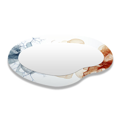 Mycelium Structures Orange Blue - Abstract Metal Art Decor - Modern Irregular Wall Mirror