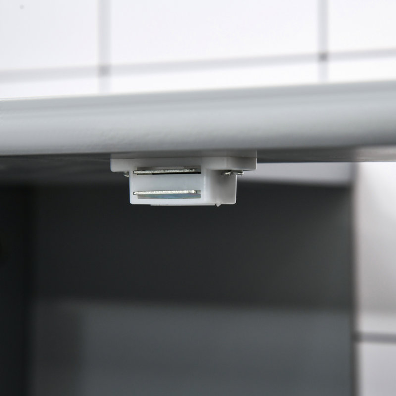 Meuble-lavabo gris sous le lavabo, armoire peu encombrante avec tablette interne réglable pour les serviettes et hygiène quotidienne