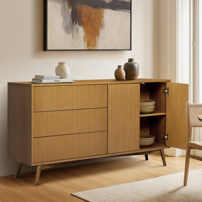 Buffet 3 portes et 2 portes Tremolo avec façades cannelées et design moderne