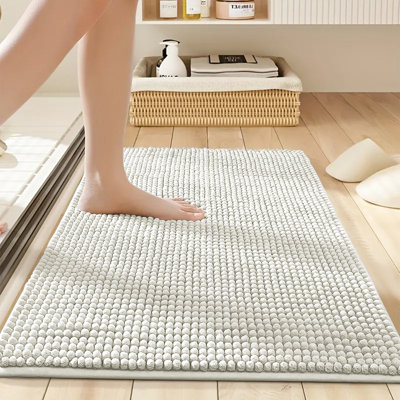 Neance Rectangle Non-Slip Bath Mat Chenille doormat 