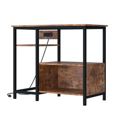 Metal & Wood Aquarium Stand with Power Outlets, 4-Tier Open Storage Shelves & Sturdy Legs for Fish Tank