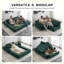 Canapé modulaire pliable Castle PlayCouch, siège à conception créative à extension instantanée avec siège central et latéral pour salon, chambre à coucher, vert