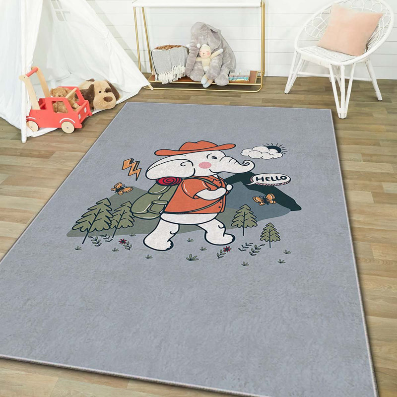 Tapis luxueux, 4,6 x 7,2 pi, 100% polyester, 740 g / m² | Revers en feutre antidérapant, éponge stratifiée pour le confort, antibactérien et facile à nettoyer | Tissu de velours élégant avec impression numérique, lavable à la machine