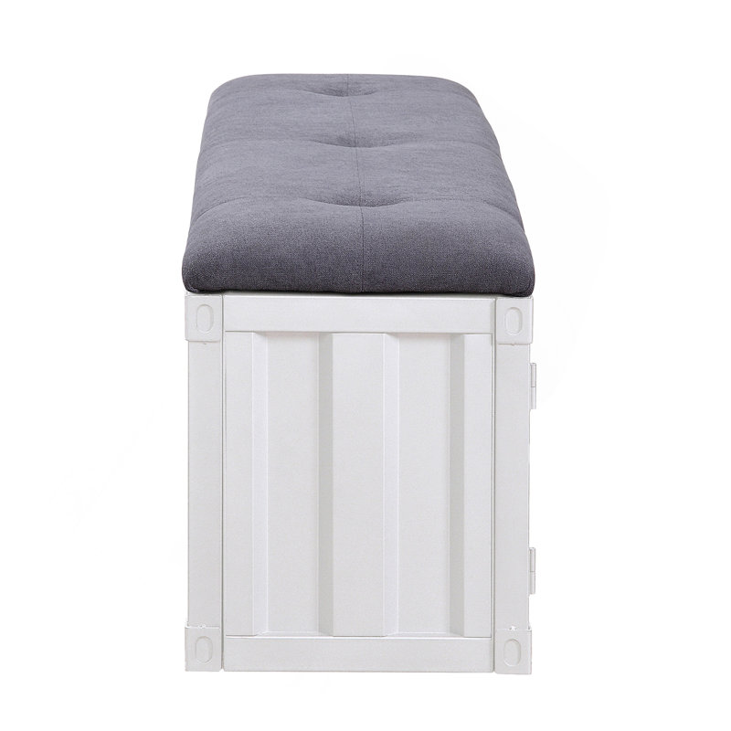 Banc de rangement gris et blanc