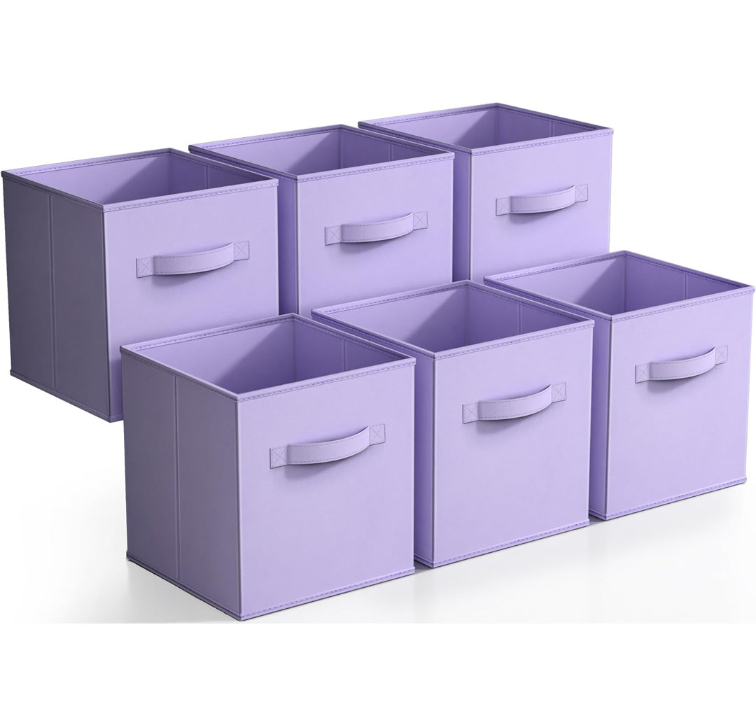 11" Foldable Fabric Storage Cube Bins with Handles (Set of 6) Sorbus 