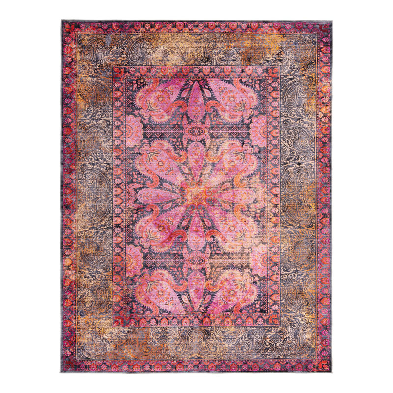 Guth Chenille Washable Oriental Indoor Rug, Rectangle 6'1" x 9'