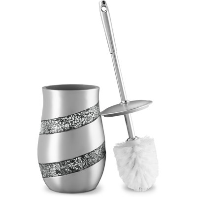 Dwellza Silver Mosaic Toilet Brush and Holder