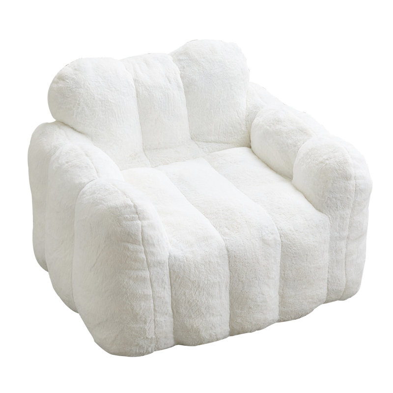 Fauteuil à billes en fausse fourrure blanc
