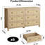 Commode 6 tiroirs en rotin, grande commode avec rangement pour vêtements, commode de chambre à coucher en bois et meuble télé-900865148