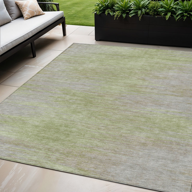 Tapis extérieur lavable abstrait vert sauge et artichaut 5 pi x 8 pi