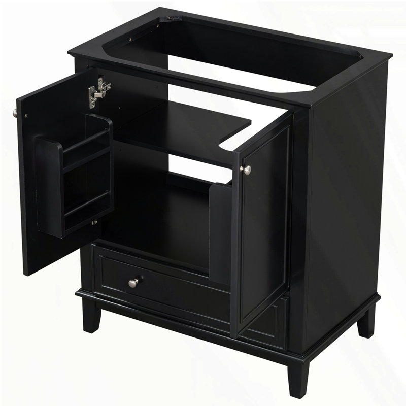 Meuble-lavabo 30 po sans lavabo, Noir, Argent argent