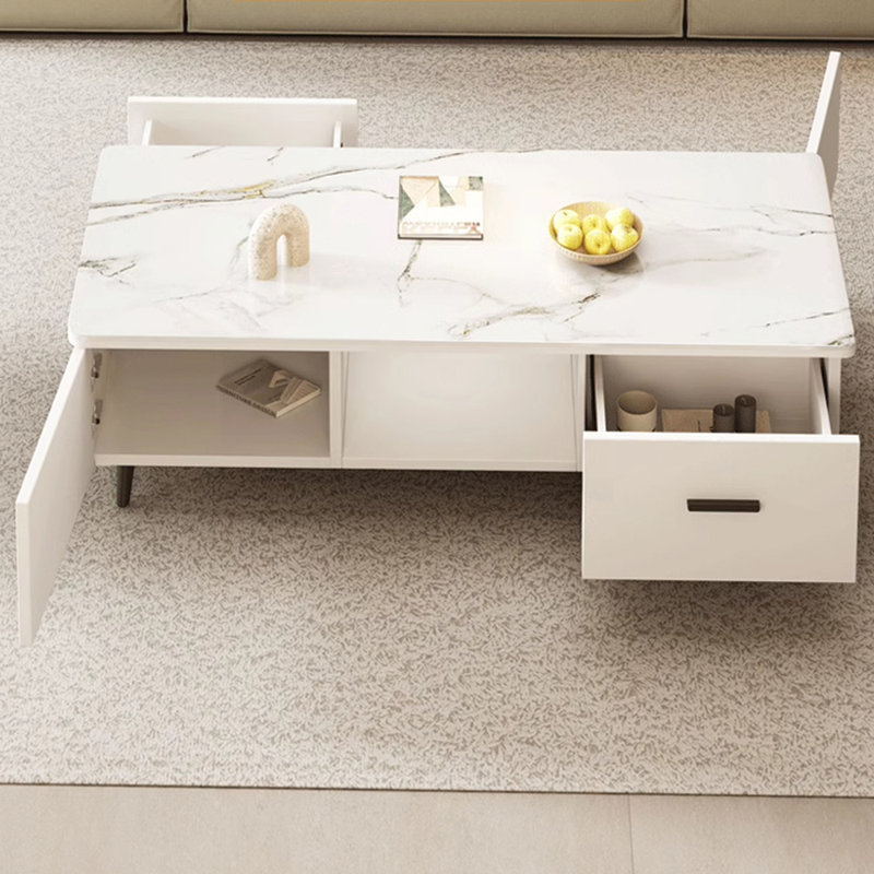 Table à thé crème de qualité supérieure, White, 17.72" H x 55.12" L x 27.56" W