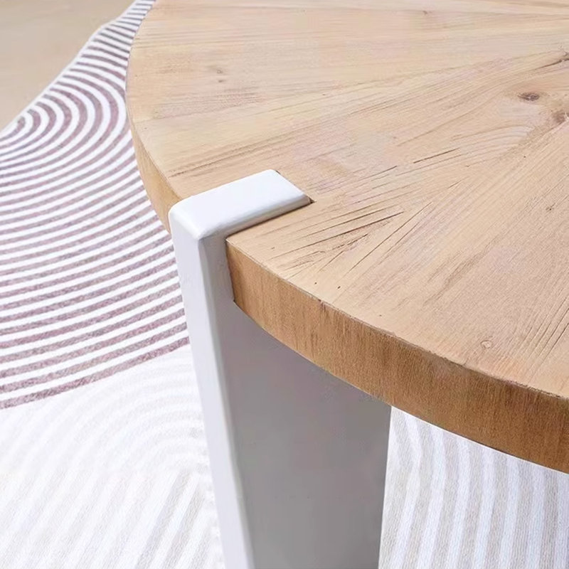 Modern Burlywood Solid Wood Round Coffee Table