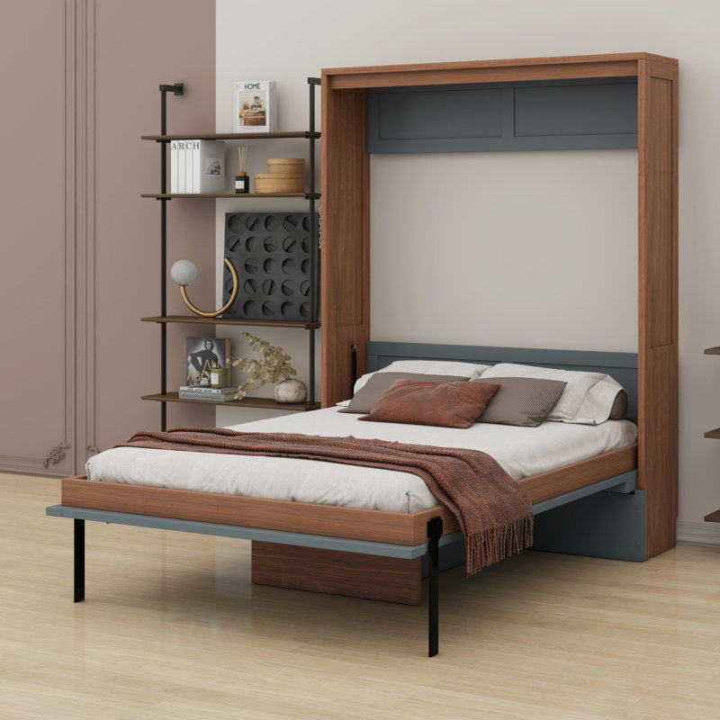 Lit escamotable avec bureau escamotable Murphy, Gris