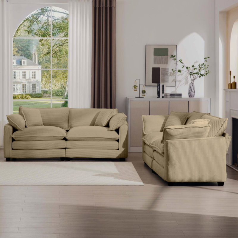 Jeneanne 2S+2S sofa upholstered armchair set, Tan Corduroy 