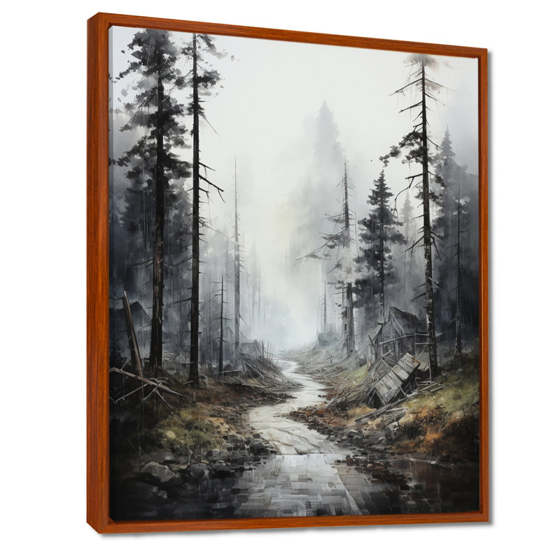 Méandre sur la route Thorugh Forest - route, art mural sur toile, H 20 po x l 12 po x P 1 po, Cadre flottant brun