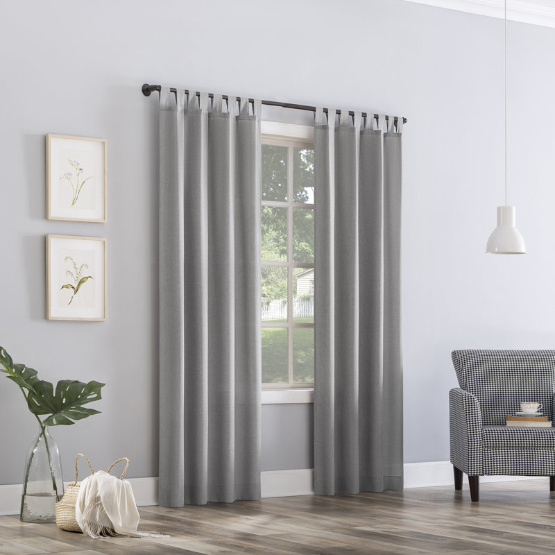 Brekke Polyester Semi-Sheer Single Curtain Panel, 40" W x 63" L, Silver Grey