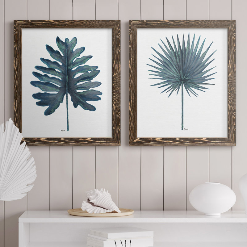 «Blue Oasis I», ensemble de 2 reproductions d'art, H 20 po x l 17 po x P 1 po, Toile avec cadre en noyer, Pas de tapis