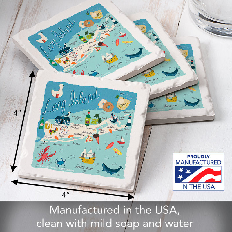 Long Island 4 Piece Tumbled Tile Coaster Set