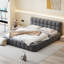 Grand lit plateforme tapissier avec tissu épais, lit au sol avec structure solide, gris-1684973785