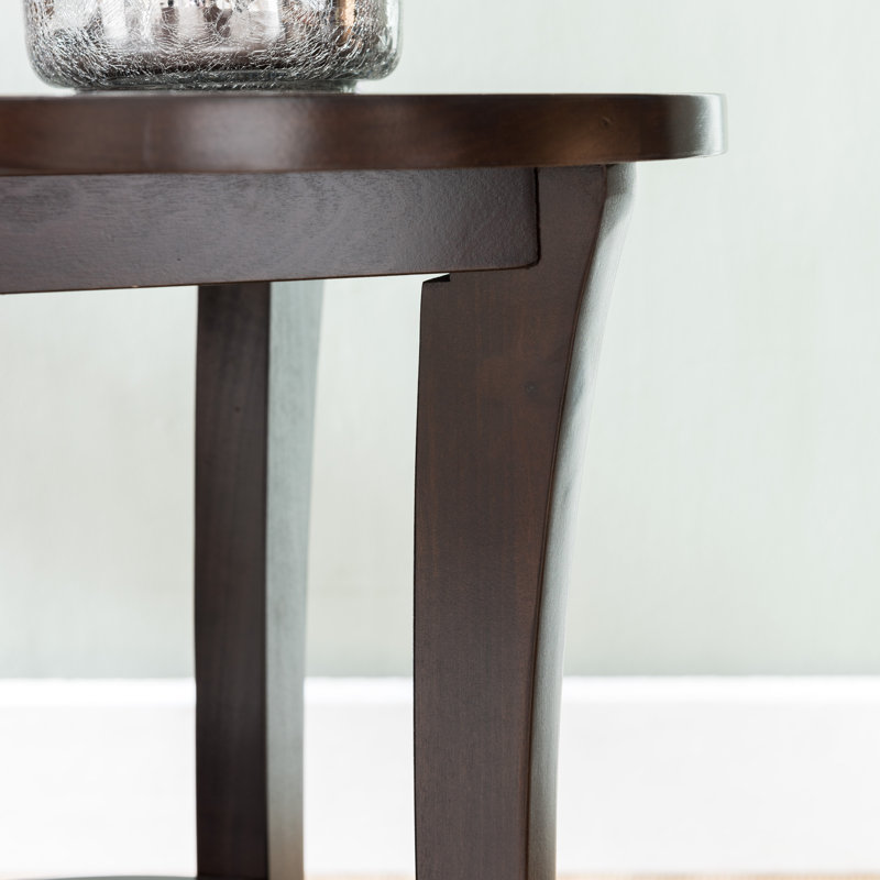 Table d'appoint ronde en bois massif Boa, Chocolat cerise