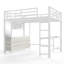 Lit mezzanine double avec bureau, tiroirs, éclairage DEL, port USB, miroir et structure robuste. Lit mezzanine multifonctionnel pour adolescents et adultes. Blanc/Noir.-214105056-214105059