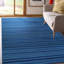 Tapis bleu moderne en laine tissé à la main à motif géométrique moderne indigo Horizon-124206268