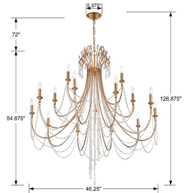 Lustre 15 lumières Storrs, Or antique